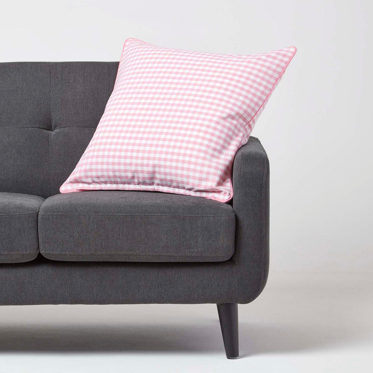 KISSENHÜLLE Vichy-Karo 60/60 cm, 100% Baumwolle - Rosa, Textil (60/60cm) - Homescapes