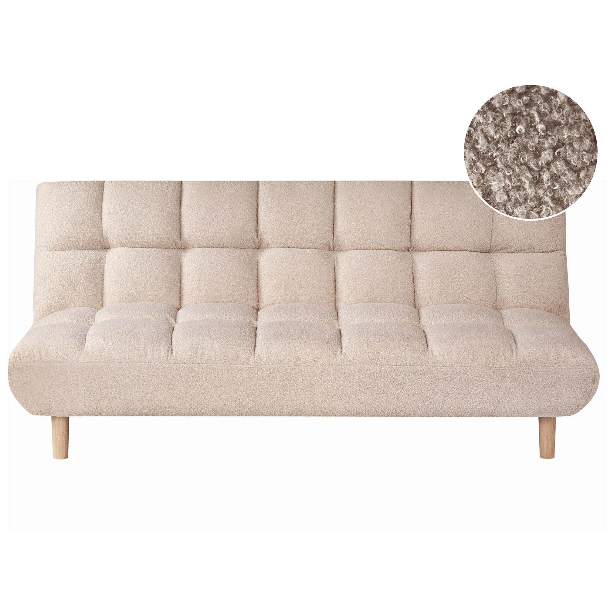 SCHLAFSOFA 2-Sitzer Bouclé Beige Risor - Beige/Braun, Textil (190/83/90cm) - Beliani
