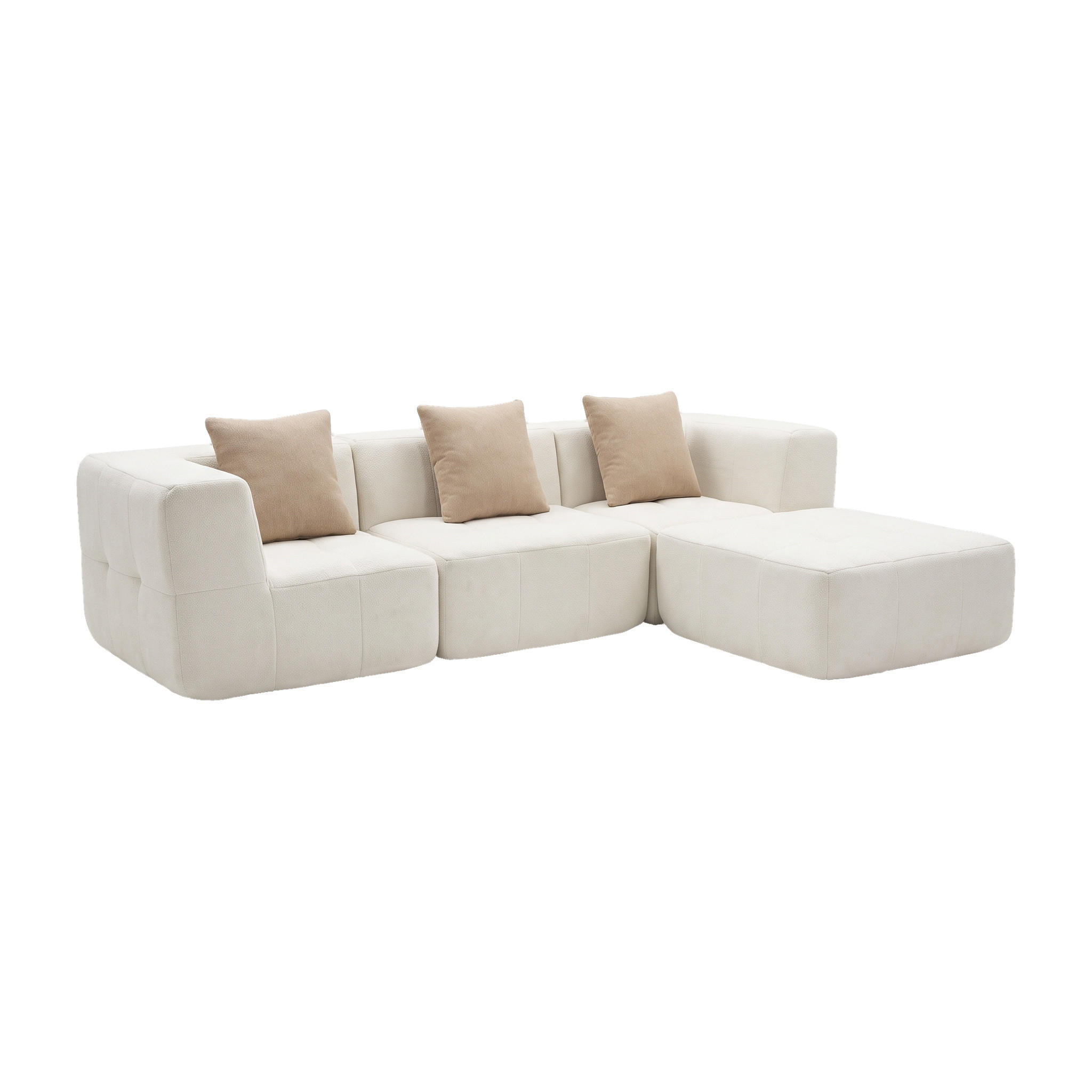 ECKSOFA Eden Komplett Weiß 3-Sitzer - Weiß, Textil (272/71/92cm) - COCO Living