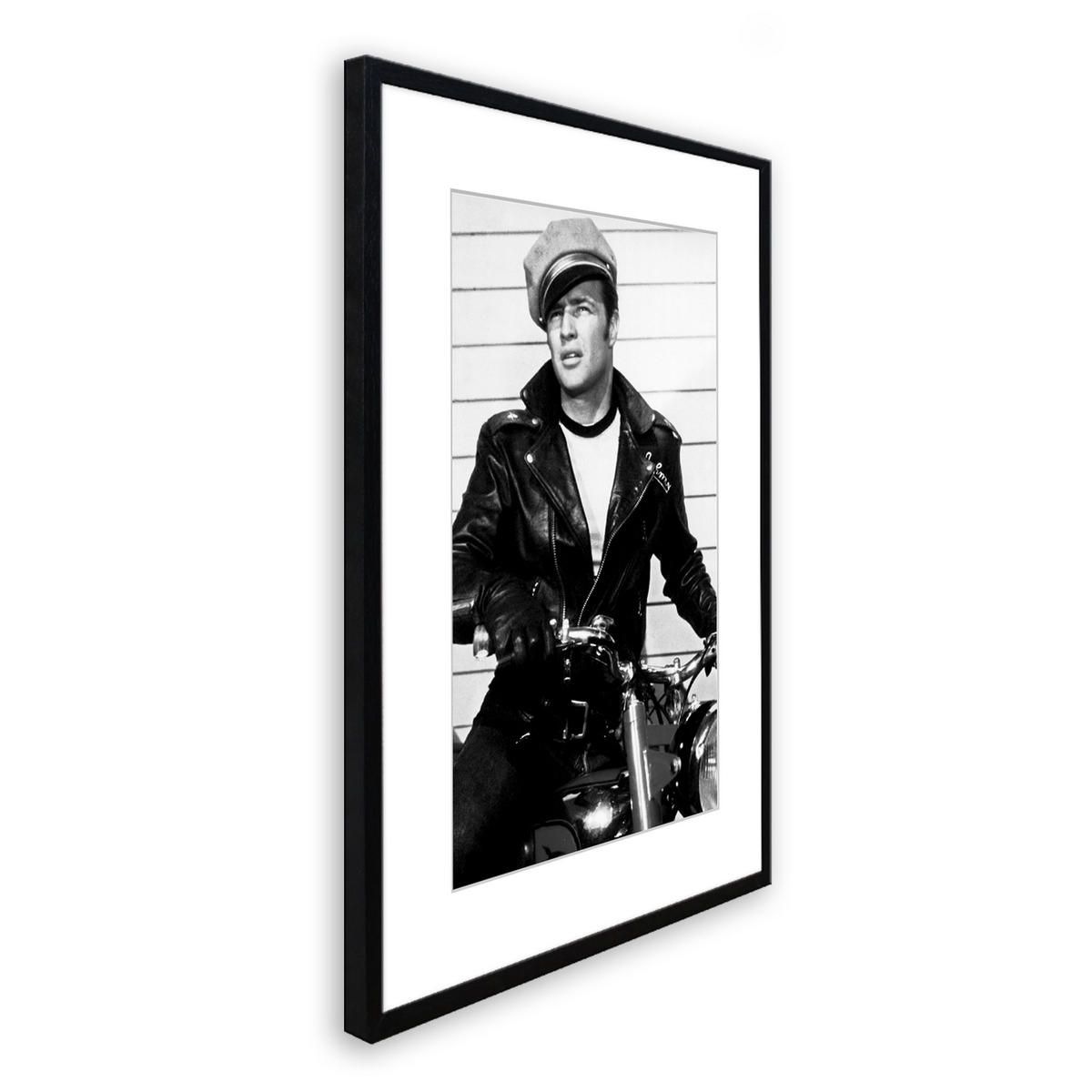 BILD mit Rahmen 51x71 cm Marlon Brando Schwarz-Weiß - Weiß, Holz (51/71cm) - artissimo