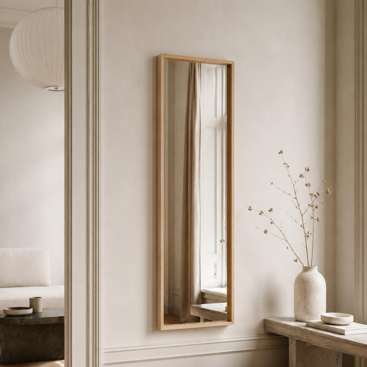 WANDSPIEGEL mit MDF-Rahmen 40/5,5/150 cm - Beige, Glas (5.5/150/40cm) - Home Styling Collection