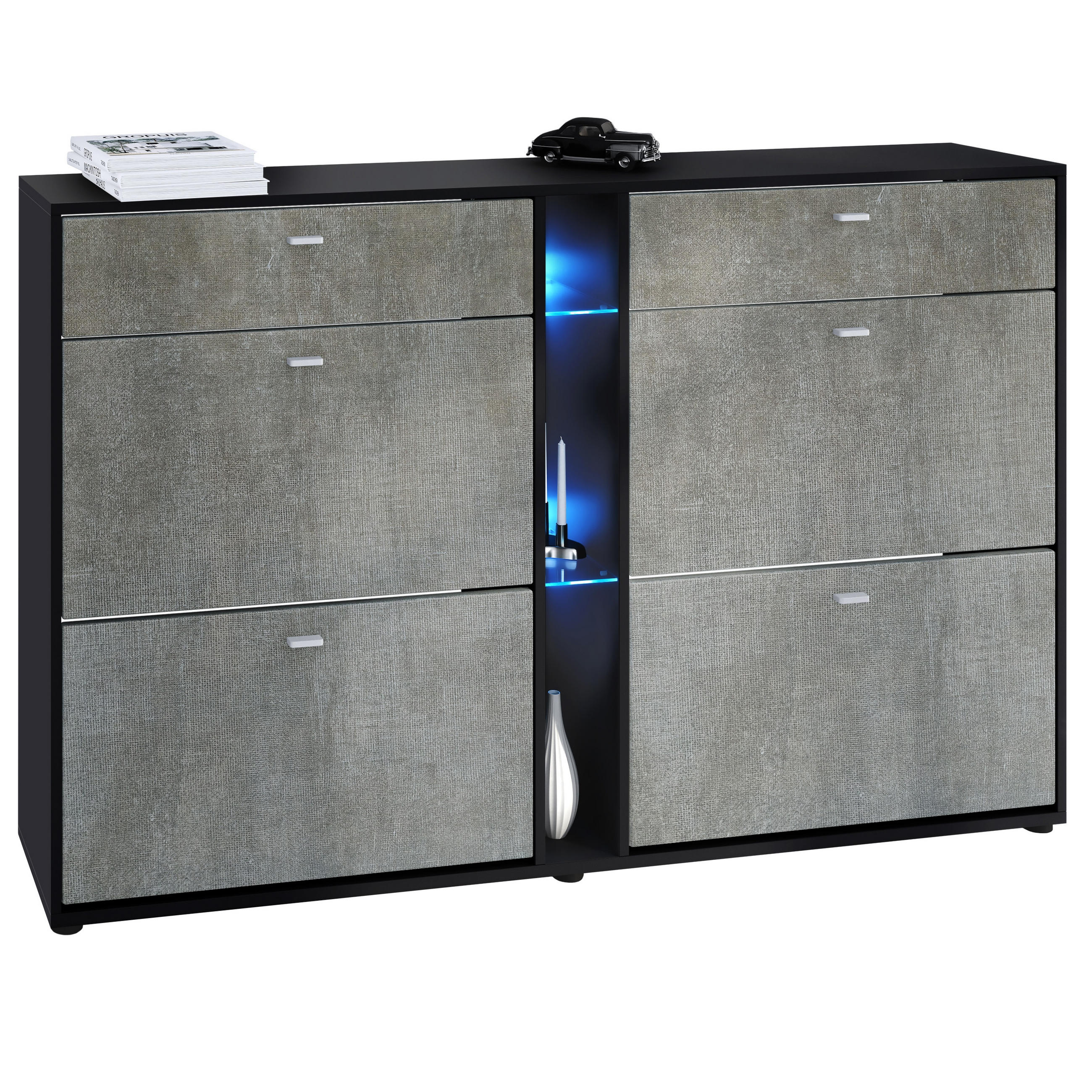 SCHUHSCHRANK Today Fronten in Braun meliert - Graubraun, Holzwerkstoff (155.5/95/28cm) - Vladon