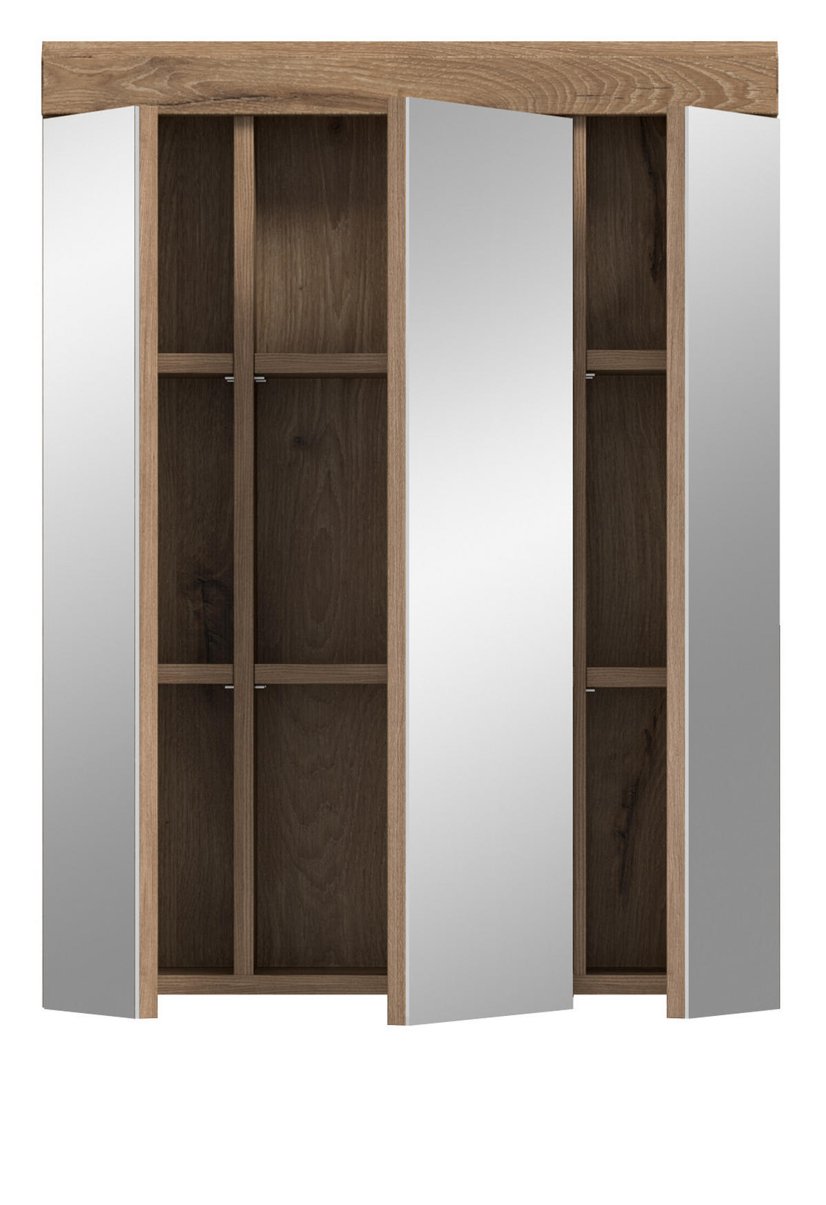 SPIEGELSCHRANK Eiche 60 cm, Badschrank 3-türig - Eichefarben, Glas/Holzwerkstoff (60/79/18cm) - Inn.Furn