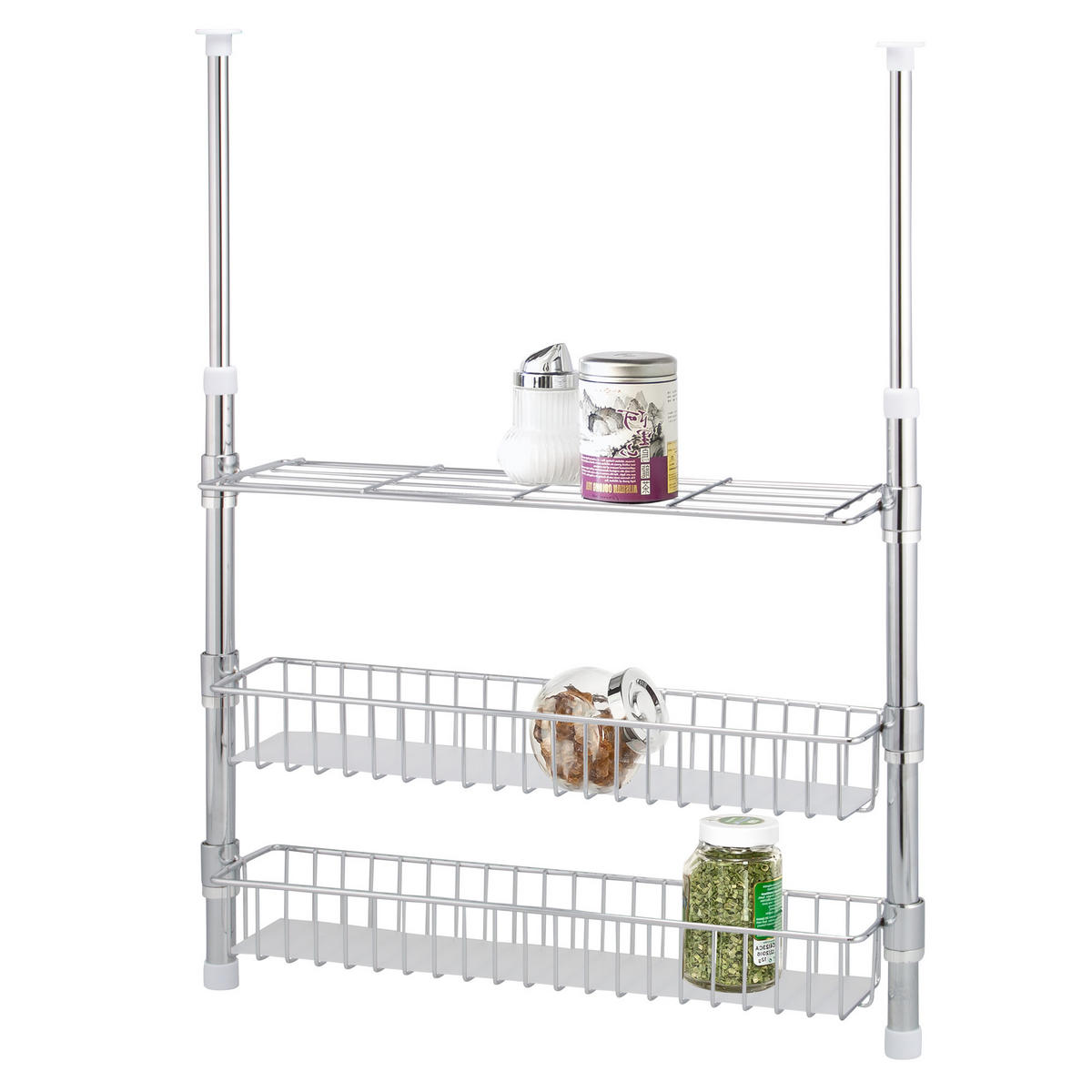 TELESKOP-GEWÜRZREGAL, silber, Metall - Chromfarben, Metall (55/80/14cm) - bremermann