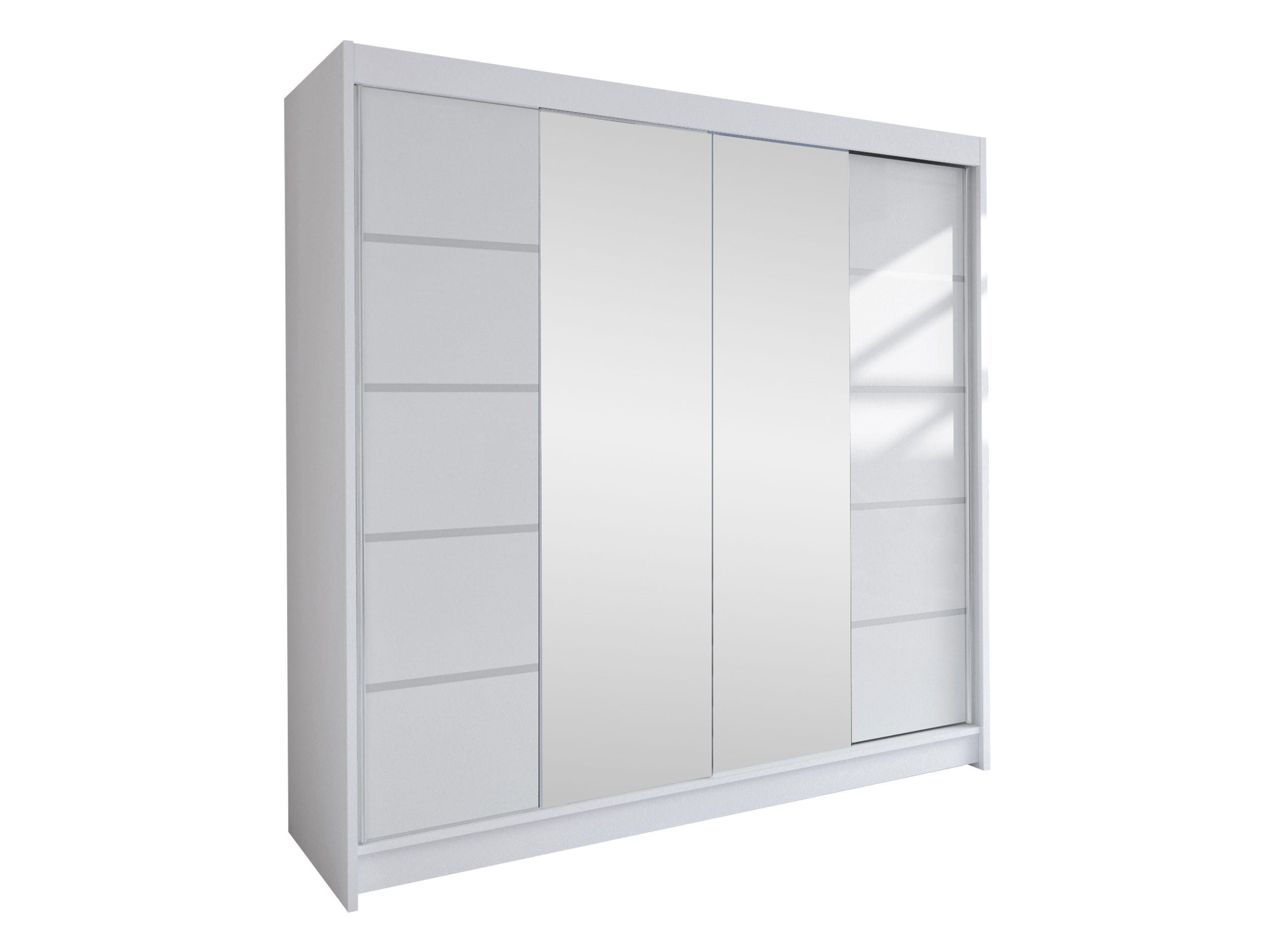 SCHWEBETÜRENSCHRANK Talin V - Silberfarben/Weiß, Holzwerkstoff/Metall (180/215/58cm) - MIRJAN24