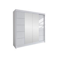 SCHWEBETÜRENSCHRANK Talin V - Silberfarben/Weiß, Holzwerkstoff/Metall (180/215/58cm) - MIRJAN24