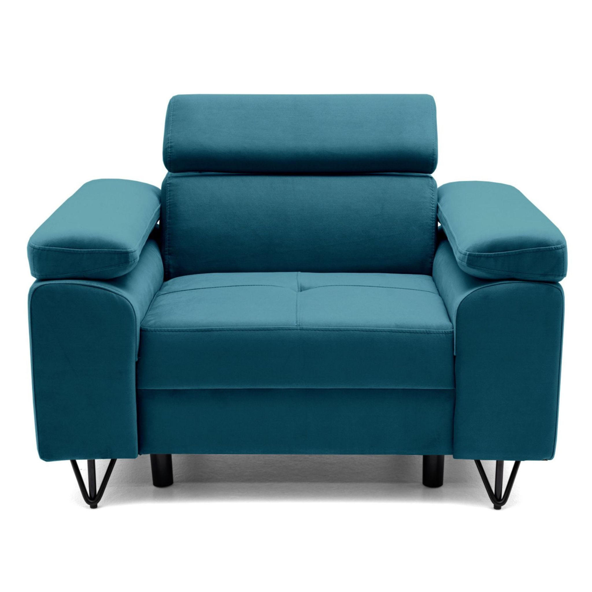 SESSEL JUNIOR mit verstellbare Kopfstütze Velours Smaragdgrün - Smaragdgrün/Schwarz, Holz/Textil (116/90/92cm) - Muffo