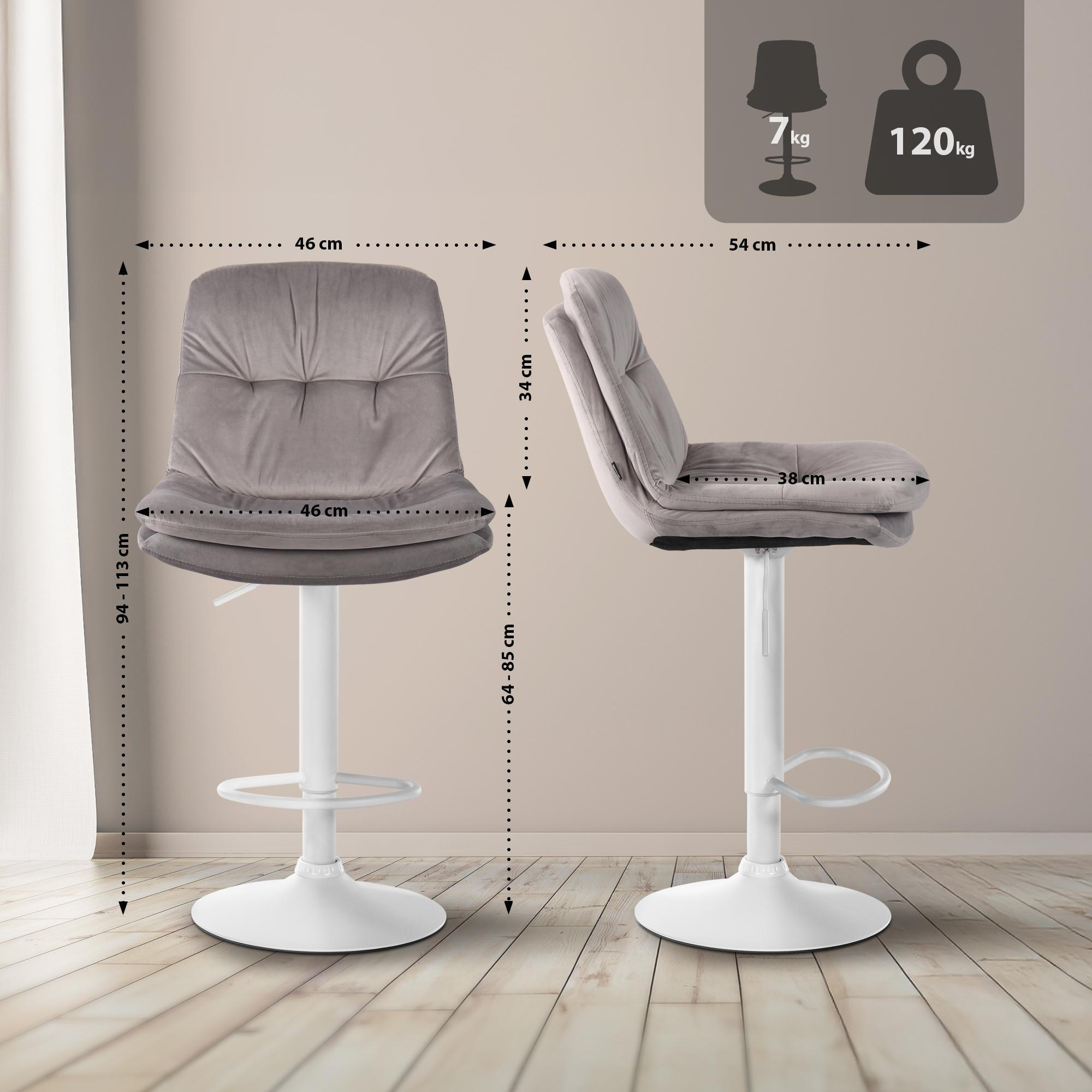 Thumbnail - CLP Barhocker, Grau, Textil, 46x94x54 cm, Esszimmer, Barmöbel, Barhocker