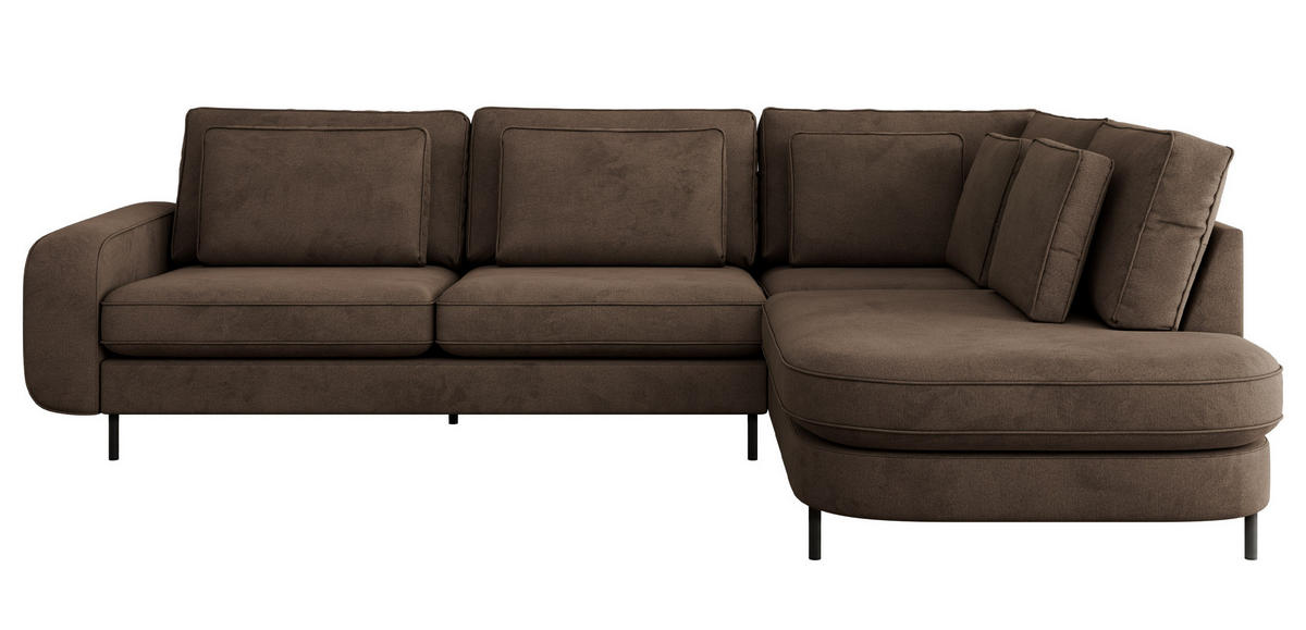 ROHOVÁ SEDAČKA CALENO L - Hnědá Samet - Levá Strana - černá/hnědá, kov/textil (317/225cm) - MKS