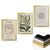 WANDBILDER 3er Set - 20x30 cm Goldrahmen - Abstrakte Pflanzenmuster - Goldfarben, Kunststoff (20/30cm) - ArtPrintCave