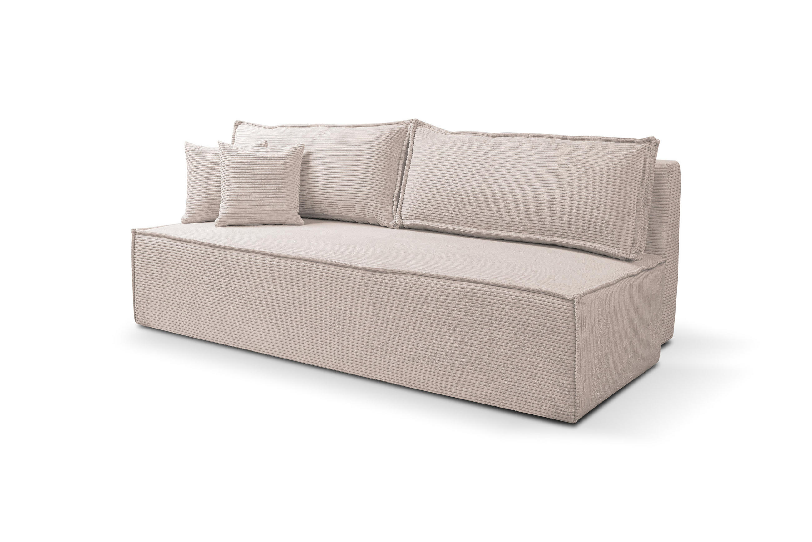 SCHLAFSOFA TIMO, Sofa mit Schlaffunktion und Bettkasten, Farbe: Beige, Cordstoff - Beige, Textil (200/80/93cm) - VENASI MÖBEL