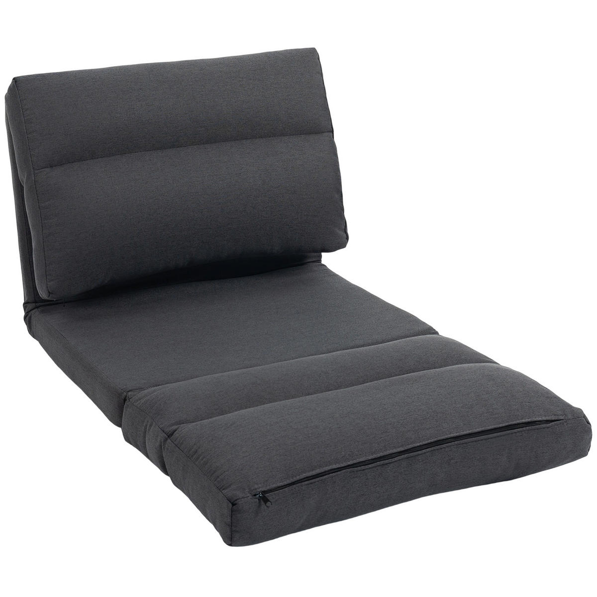 SITZSACK DE-06555 Mit Bettfunktion, neigbare Lehne, klappbar, bis 120 kg Dunkelgrau - Dunkelgrau, Textil/Metall (72/56/70cm) - ComfortXL