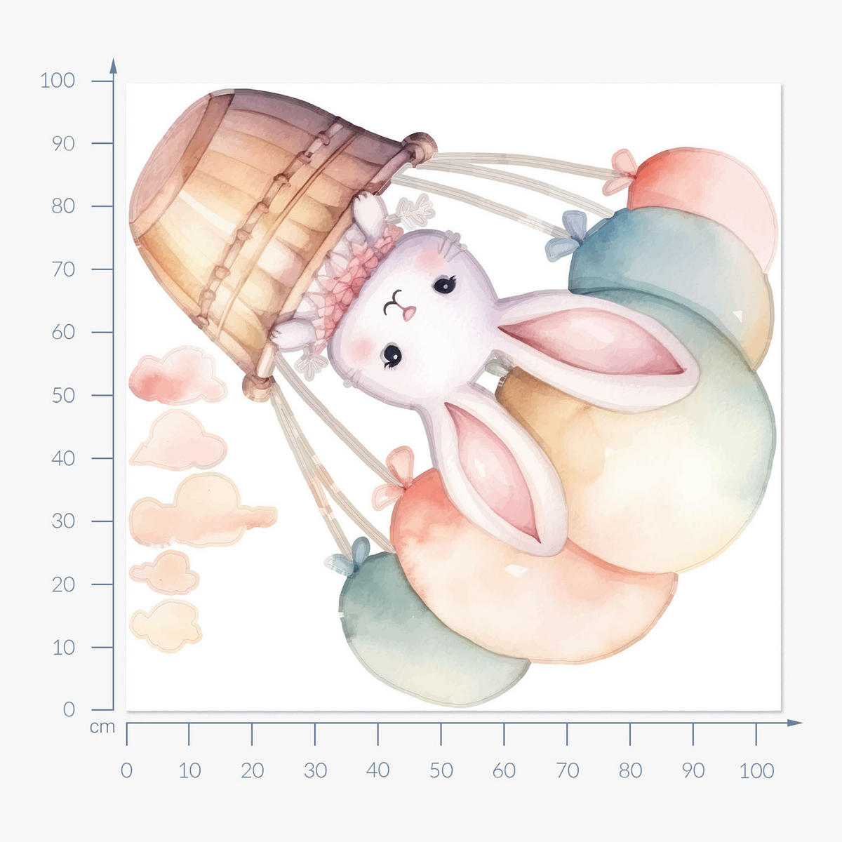 WANDAUFKLEBER 100x105cm - Flug durch den Himmel - Multicolor, Kunststoff (100/105/0.1cm) - Wallfluent