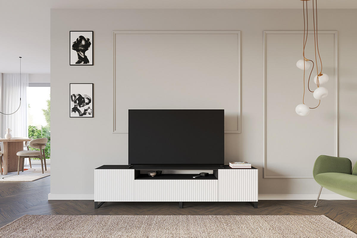 LOWBOARD NOA-2-S 200x53x41 cm - Schwarz / Weiß - Schwarz/Weiß, Holzwerkstoff (200/53/41cm) - ALTDECOR
