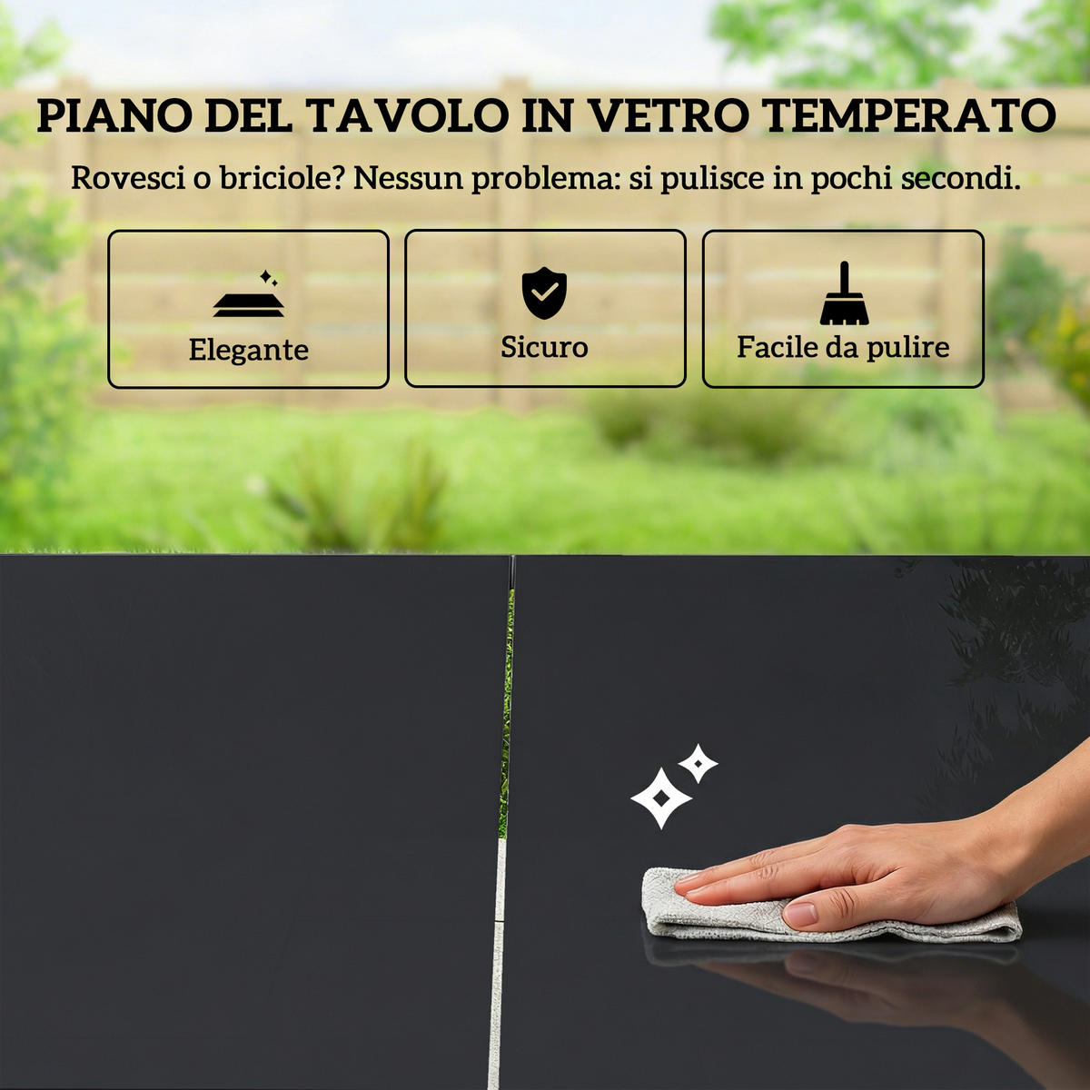 GARTENMÖBELSET 7-teilig,Stahl-Glastisch+6 Texteline-Stühle,schwarz - Schwarz, Metall - Vallsero