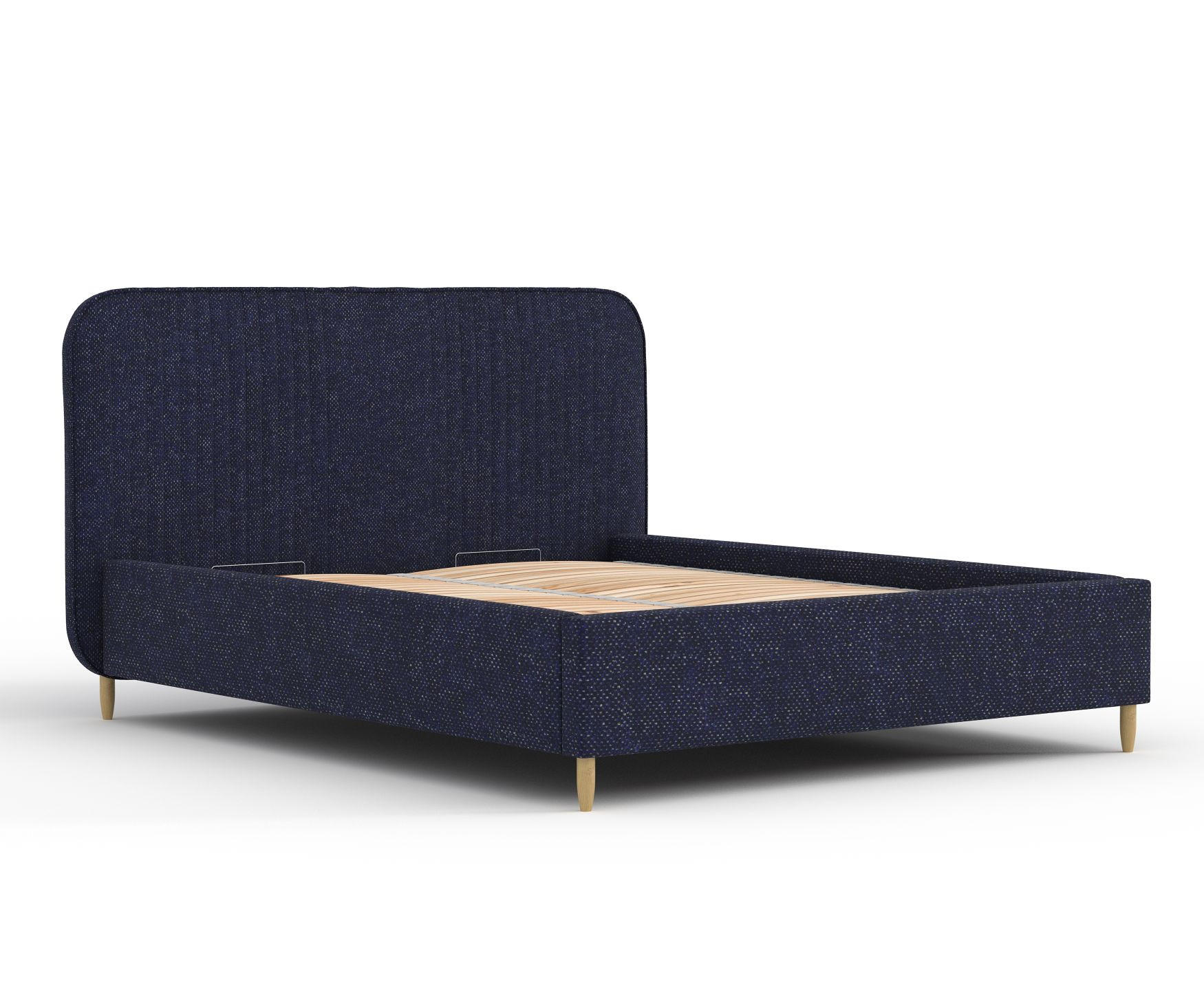 POLSTERBETT Livy Marineblau 120/200 cm im Chenille-Stoff - Naturfarben/Dunkelblau, Holz/Holzwerkstoff (120/200cm) - Maison de Reve