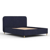 POLSTERBETT Livy Marineblau 160/200 cm im Chenille-Stoff - Naturfarben/Dunkelblau, Holz/Holzwerkstoff (160/200cm) - Maison de Reve