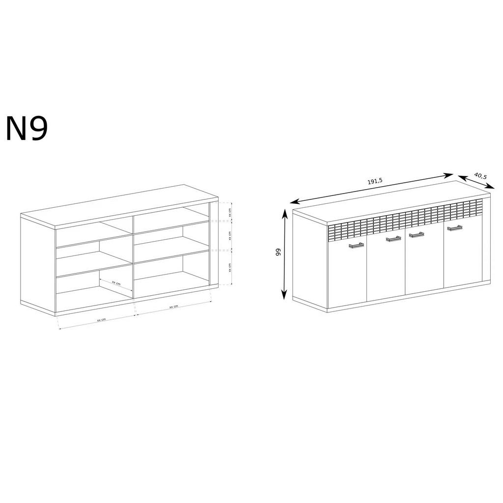 Thumbnail - Meblini Kommode, Eiche, Holzwerkstoff, 192x100x41 cm, Wohnzimmer, Kommoden & Sideboards, Sideboards