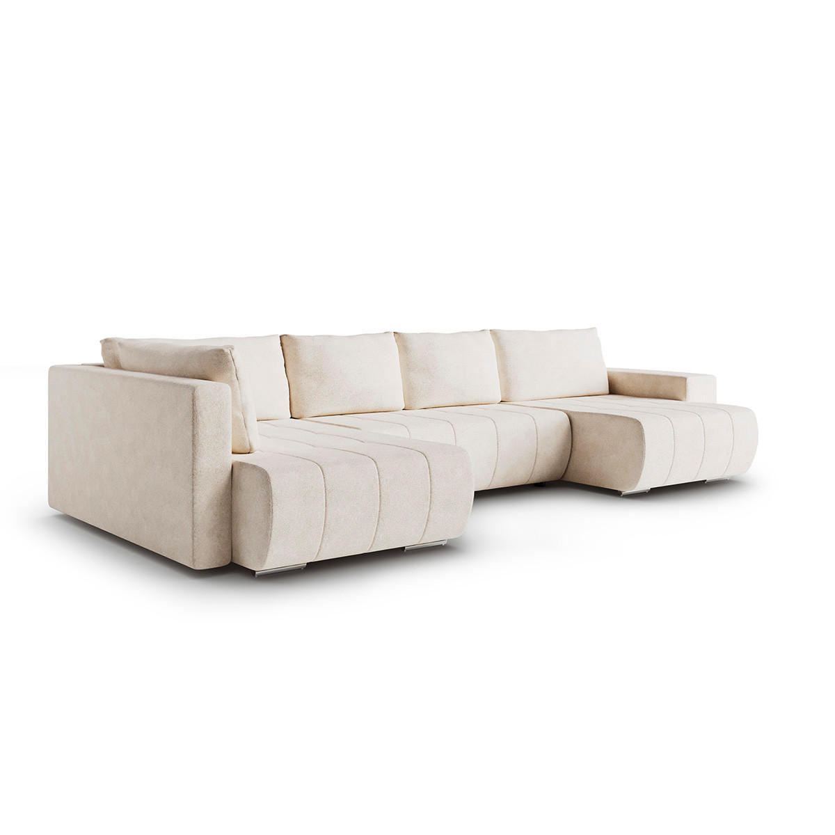 PANORAMASOFA Sergio 5 Sitzplätze Beige - Beige, Holz (392/82/185cm) - Petits-meubles