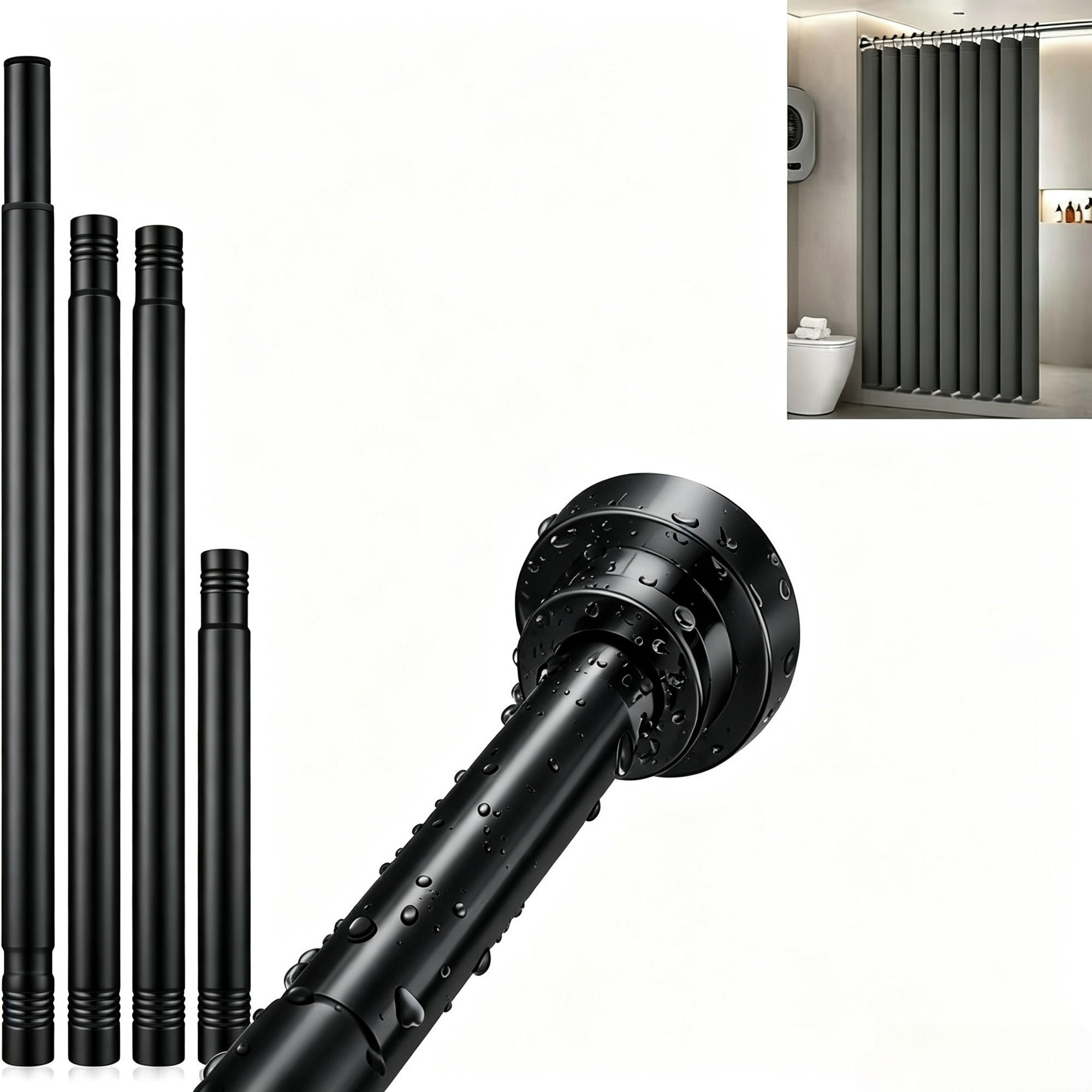 XXXLutz Duschvorhangstange Schwarz 44 cm