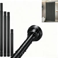 DUSCHVORHANGSTANGE – Schwarz – Verstellbar (68–165 cm) - Schwarz, Metall (44cm)