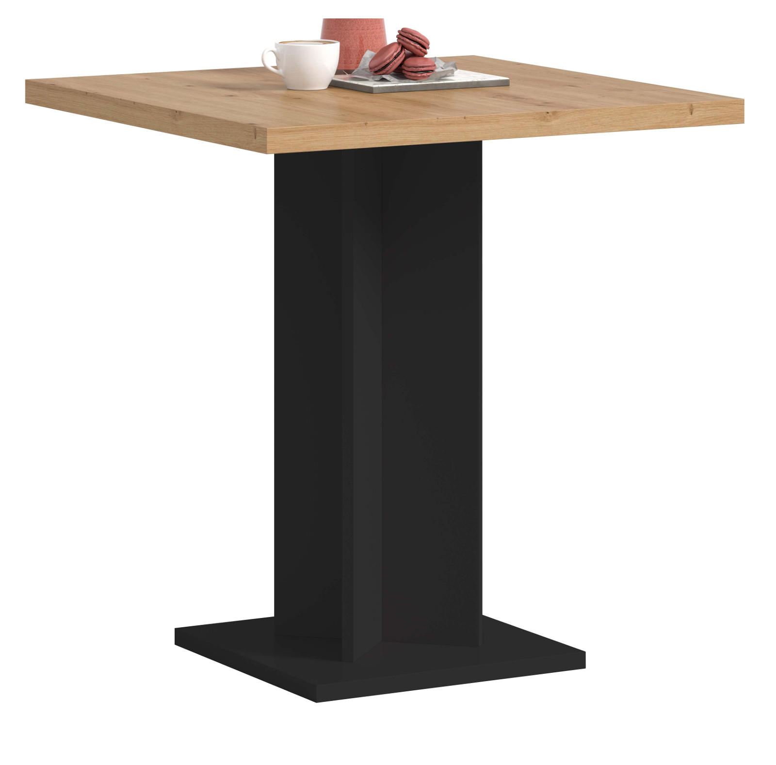 Inn.Furn Esstisch Eiche Artisan, Schwarz 70x76x70 cm