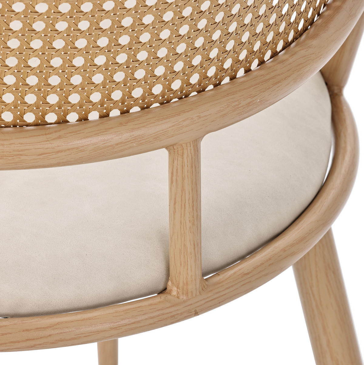 ESSZIMMERSTUHL 6er-Set mit PU-Sitz und Rattan-Rückenlehne Beige - Beige, Holz (46/80/48.1cm) - Meubliv