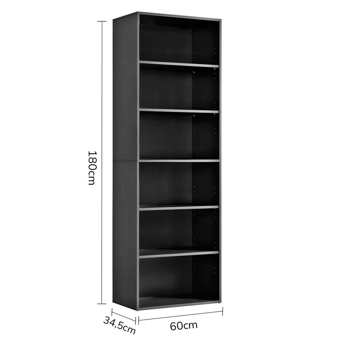 BÜCHERREGAL Der Bücherwurm - Anthrazit, Holzwerkstoff (60/180/34.5cm) - Mokebo