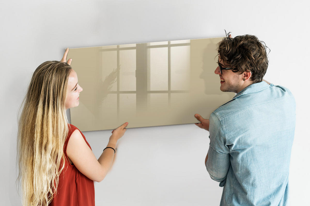 MAGNETTAFEL 120x60 Beige schwarzer Marker - Sandfarben, Glas (120/0.4/60cm) - TULUP