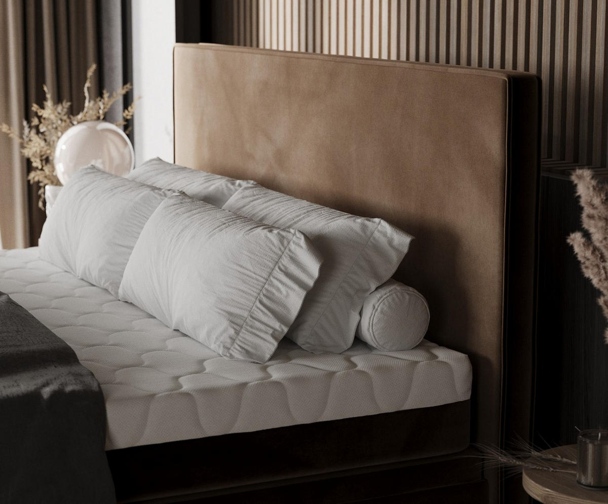 BOXBETT Zalla 200/200 cm Braun im Kronos Stoff - Schwarz/Braun, Holz/Holzwerkstoff (200/200cm) - AltaBeds