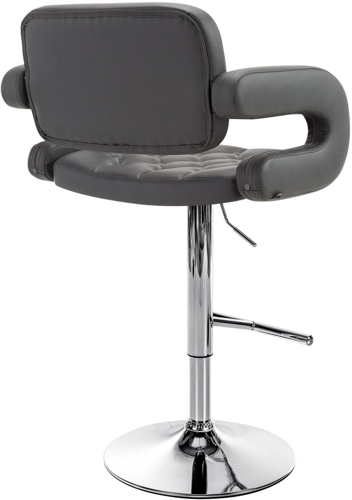 BARHOCKER Lederlook grau - Chromfarben/Grau, Textil/Metall (62/103/55cm) - CLP