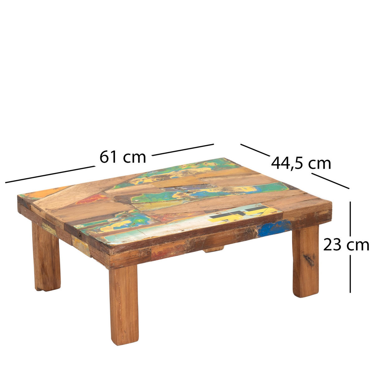 BEISTELLTISCH Mix Recyclingholz massiv natur-bunt - Naturfarben, Holz (45/61/23cm) - CREEDWOOD