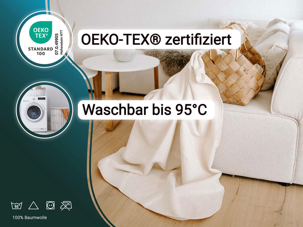 KUSCHELDECKE, 160x200 cm, 100% Baumwolle, Weiß - Weiß, Textil (160/200cm) - Zollner