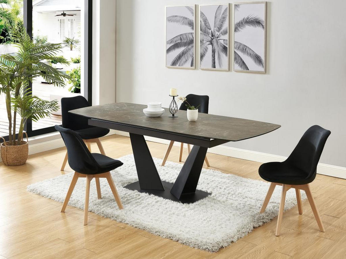 STÜHLE 2er-Set - Samt & Buche - Schwarz - JODY - Schwarz, Textil (58/82/49cm) - Vente-Unique