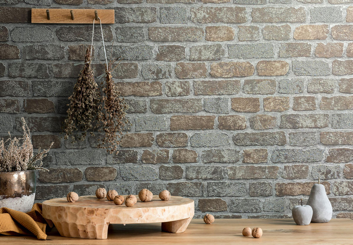 VLIESTAPETE Steinoptik Tapete greige - Greige, Papier (53/1005cm) - marburg