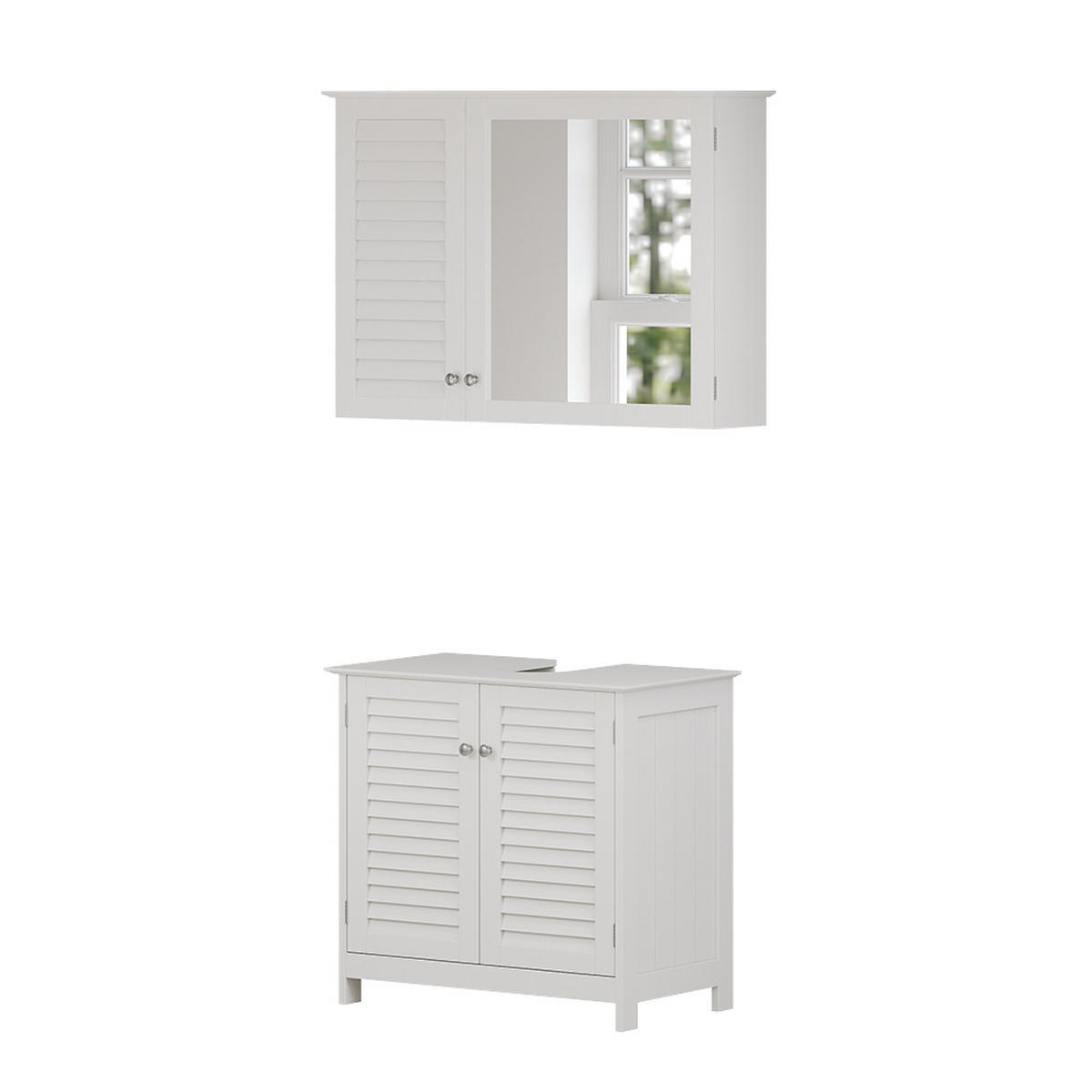 BADMÖBEL-SET Riad Weiß 2 Teile - Weiß, Holzwerkstoff (60/58/35cm) - Vicco