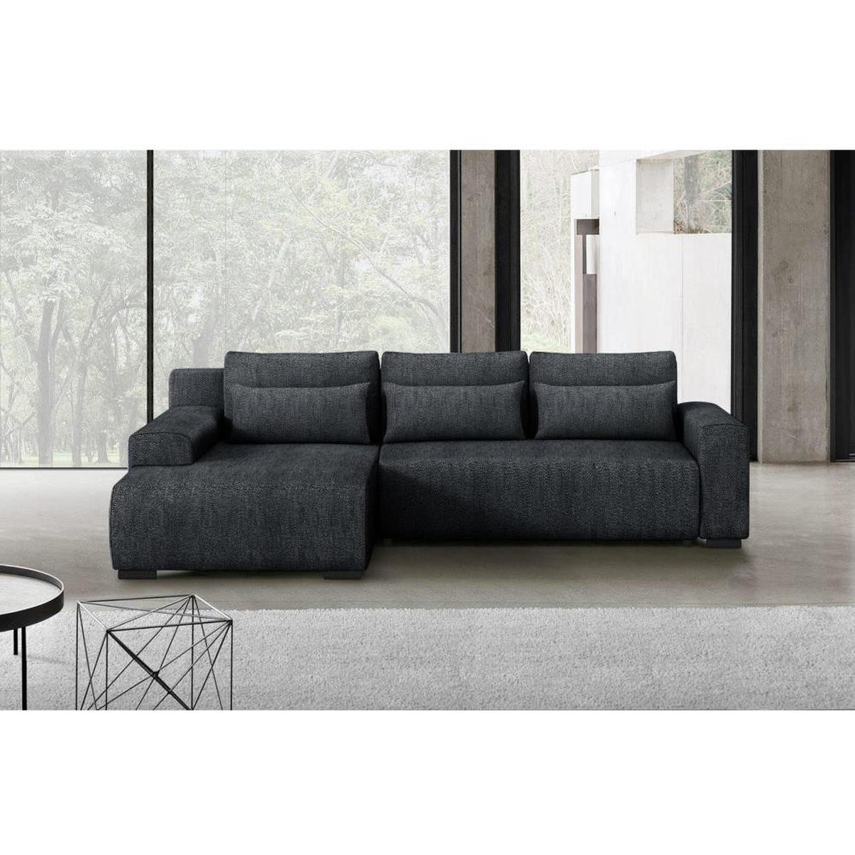 ECKSCHLAFSOFA Benny anthrazit links - Anthrazit/Schwarz, Kunststoff/Textil (271/185cm) - Beautysofa