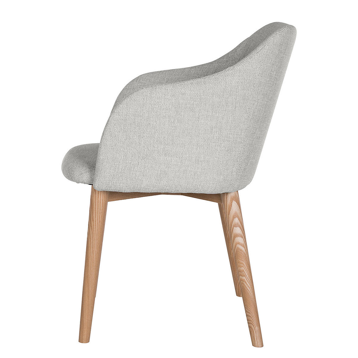 ARMLEHNENSTUHL - Webstoff / Esche massiv - Hellgrau, Textil (54/79/60cm) - home24