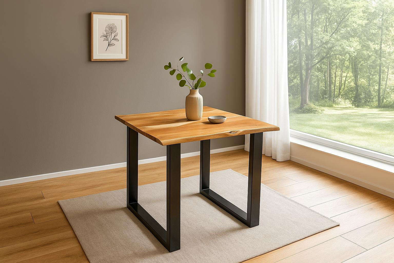 ESSTISCH MAX - Beige/Schwarz, Holz/Metall (80/80/77cm) - SAM