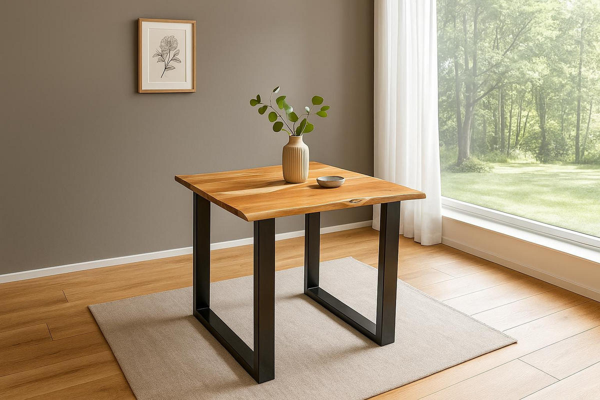 ESSTISCH MAX - Beige/Schwarz, Holz/Metall (80/80/77cm) - SAM