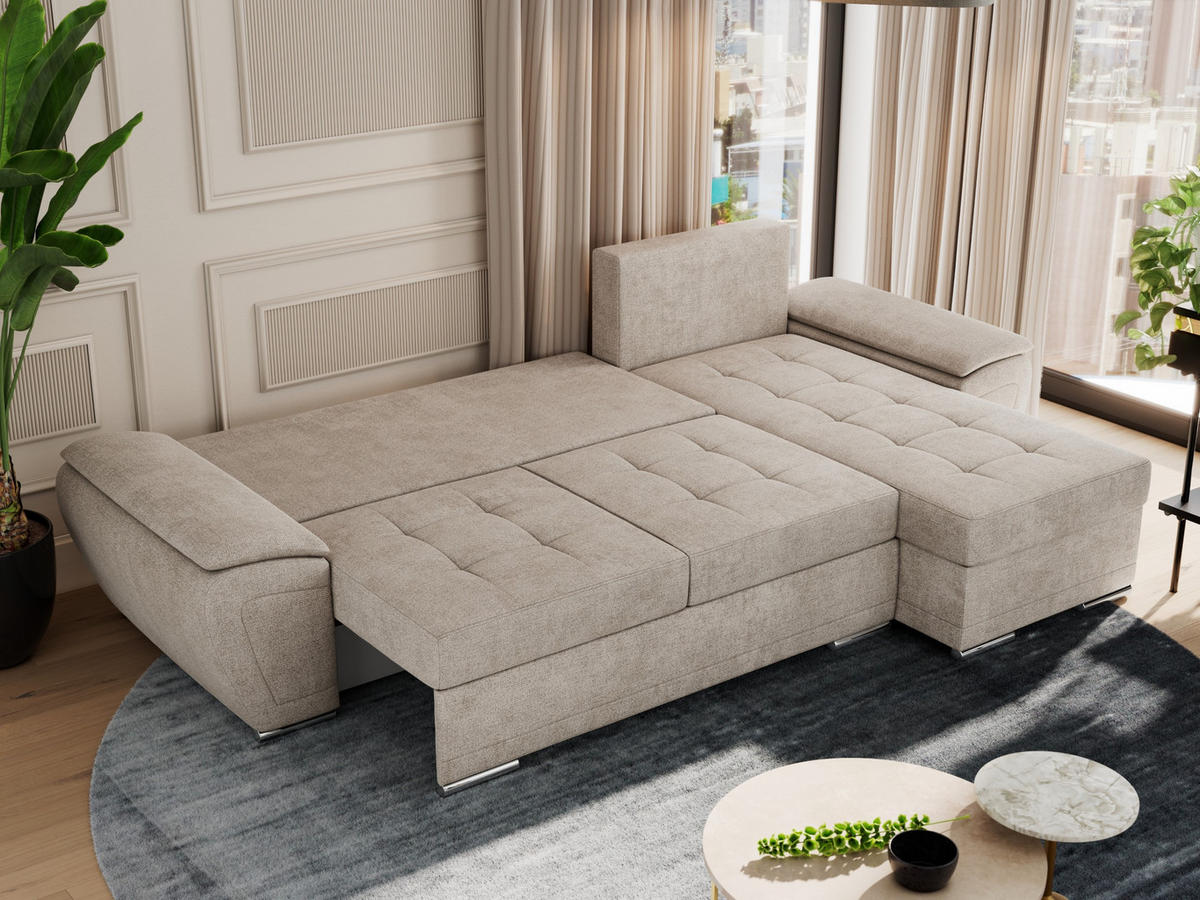 ECKSOFA UMBRIA L Beige Stukture - Beige/Grau, Textil (271/157cm) - MKS
