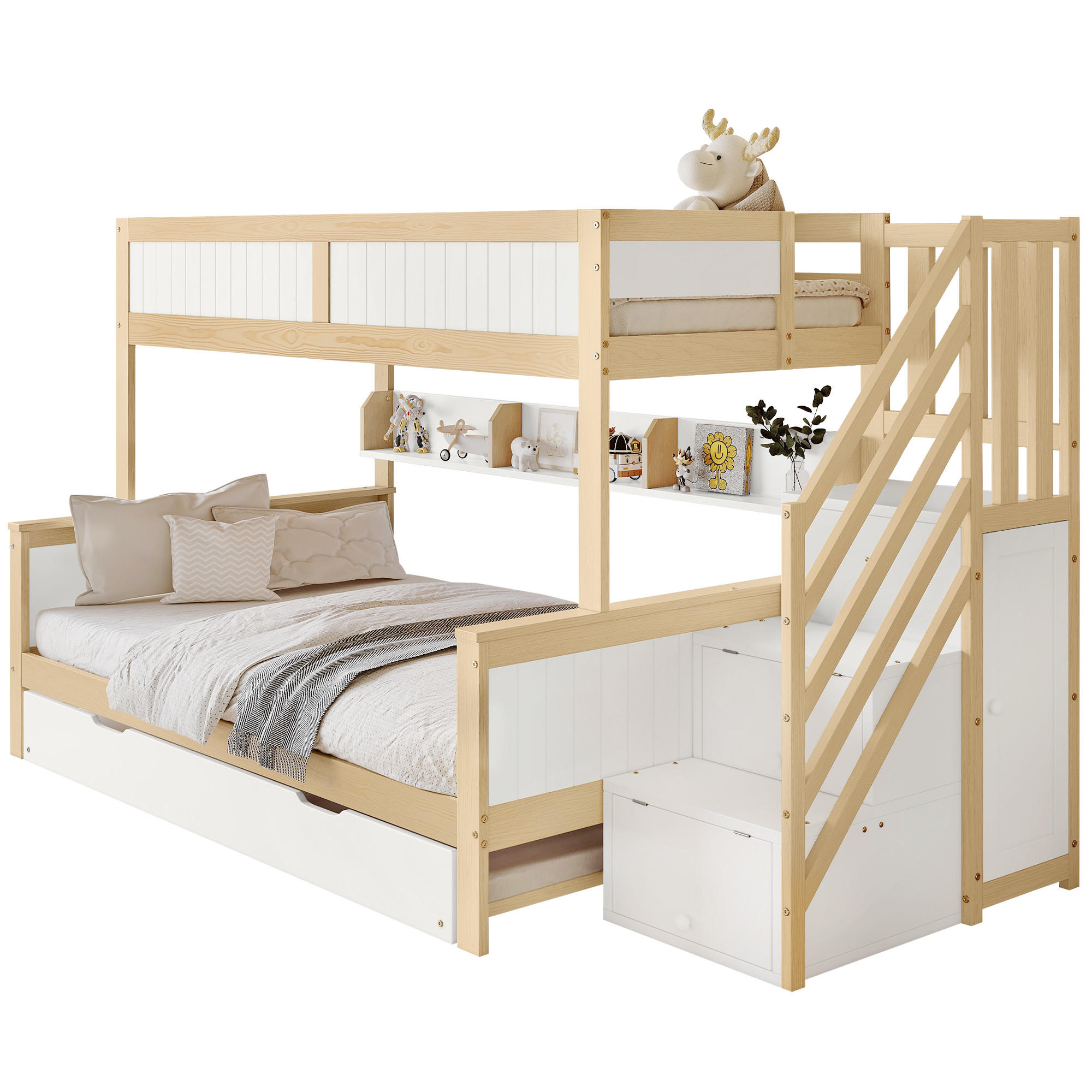 ETAGENBETT 90/120x200 cm Rollbett Schrank weiß - Weiß, Holz (90/200cm) - LEBENLANG