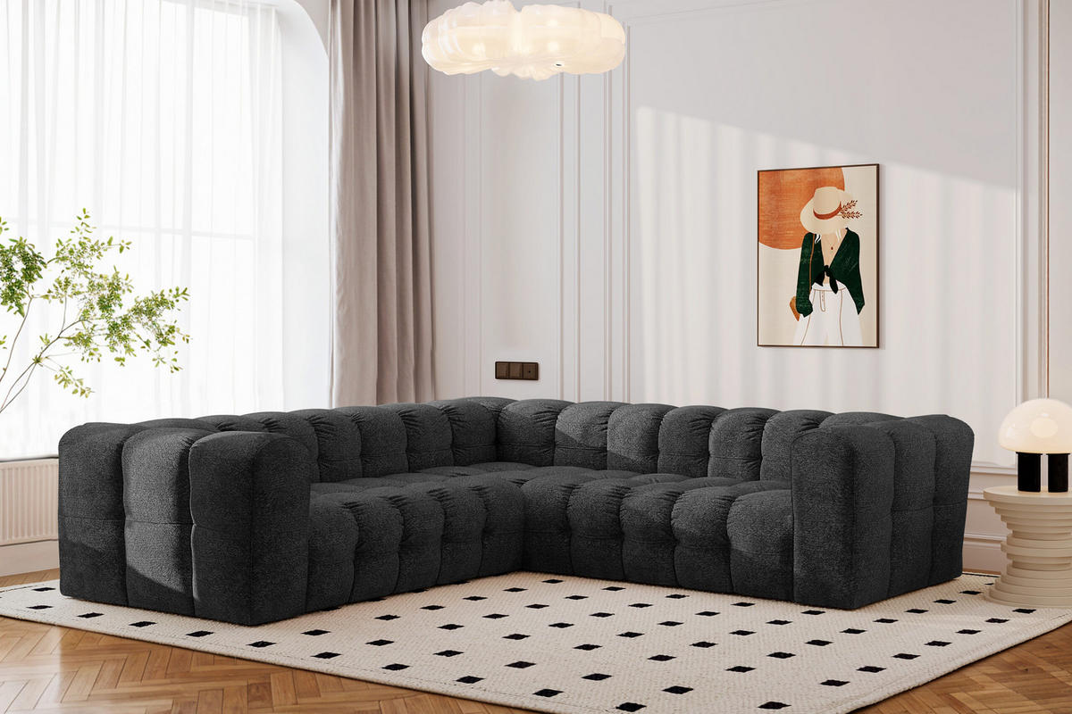 ECKSOFA Corner Mit Steppung BALOO, Chenille-Stoff Arena, Graphit - Graphitfarben, Holz (270/270cm) - Kaiser Möbel