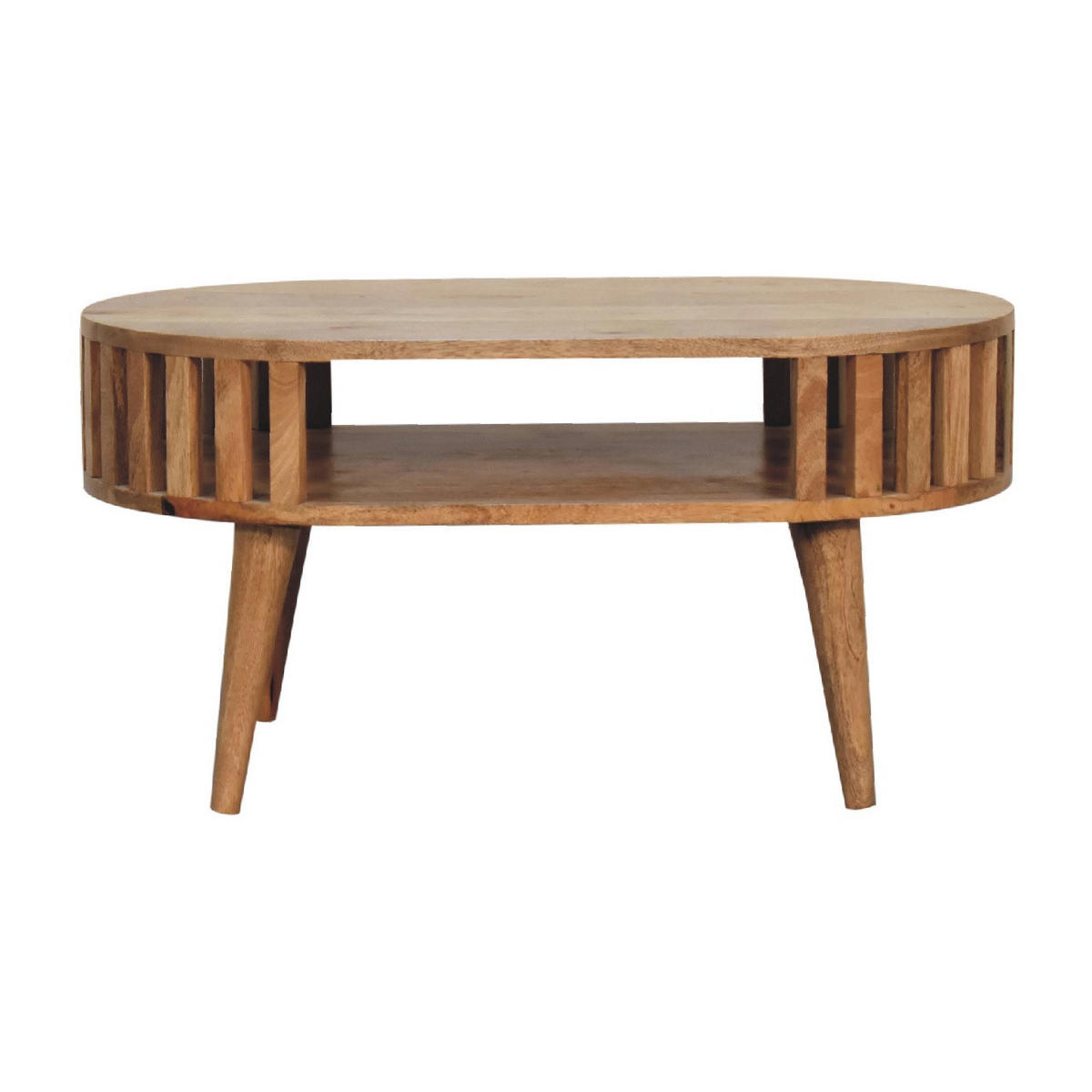 COUCHTISCH aus Massivholz - Kastanienfarben/Messingfarben, Holz/Metall (50/80/40cm) - Artisan Furniture