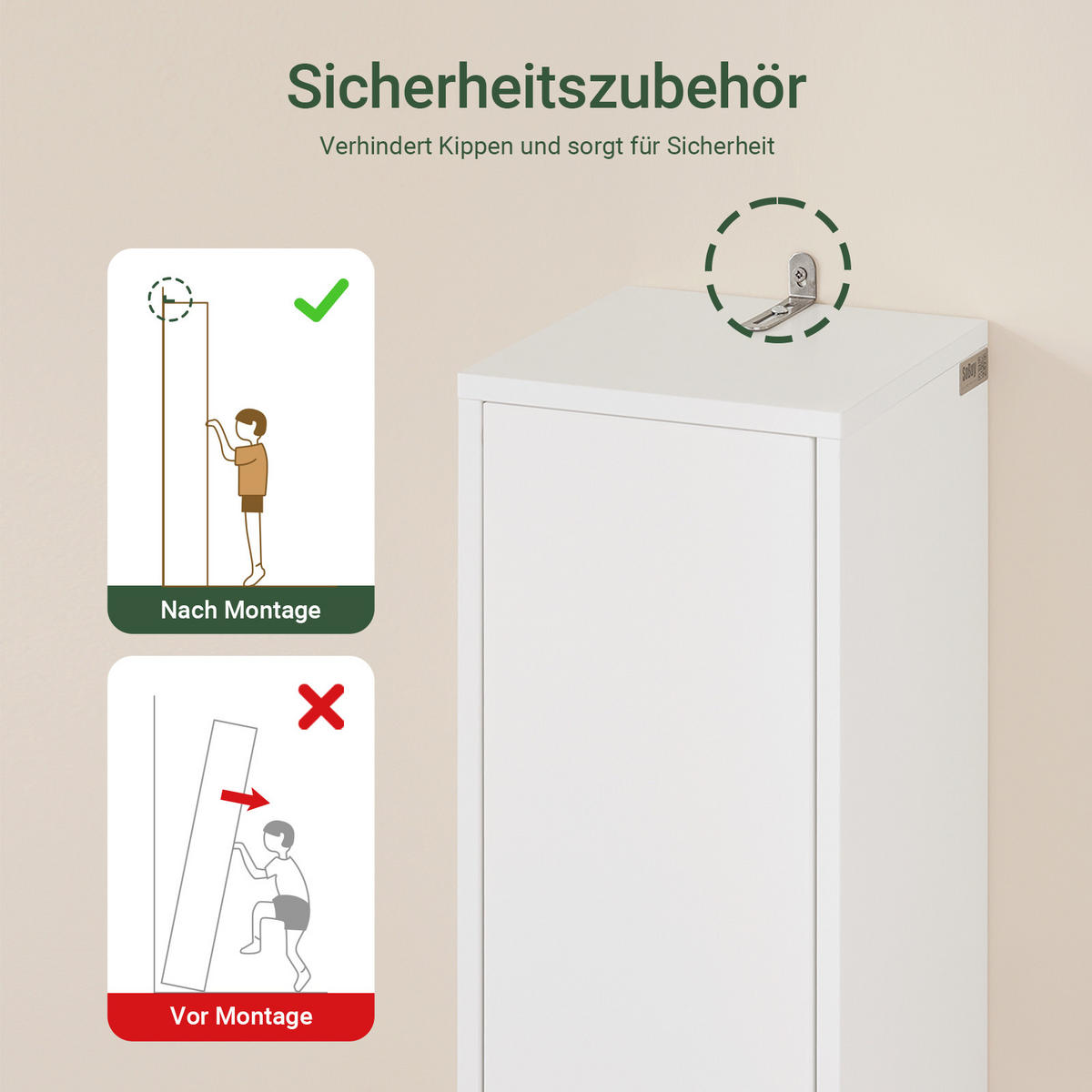 HOCHSCHRANK Schmal, Weiß-Natur, 20x180x20cm - Weiß/Naturfarben, Holzwerkstoff (20/180/20cm) - SoBuy