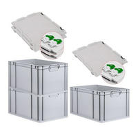 EUROBOX 3x Nextgen Economy Mit Scharnierdeckel Grau/GrünGriffe Geschlossen 65 Liter - Grün, Kunststoff (40/32/60cm) - PROREGAL