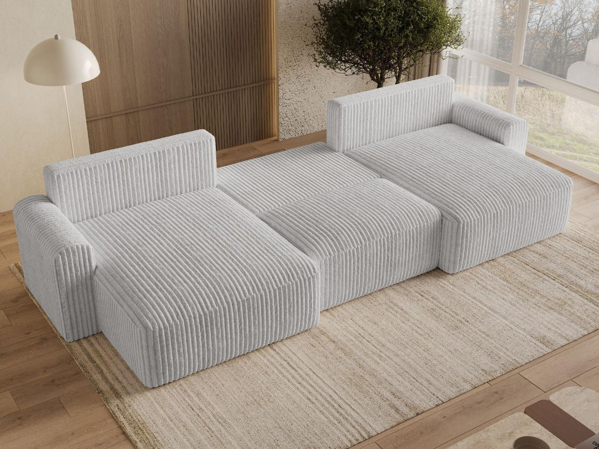 ECKSOFA U Aurora Grau - Grau, Holz/Textil (369/145cm) - Graingold