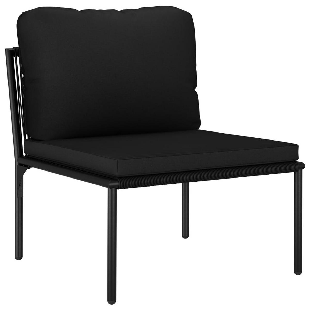 GARTEN-LOUNGE-SET 3Er Set Mit Auflagen Schwarz Pvc - Schwarz, Kunststoff - vidaXL
