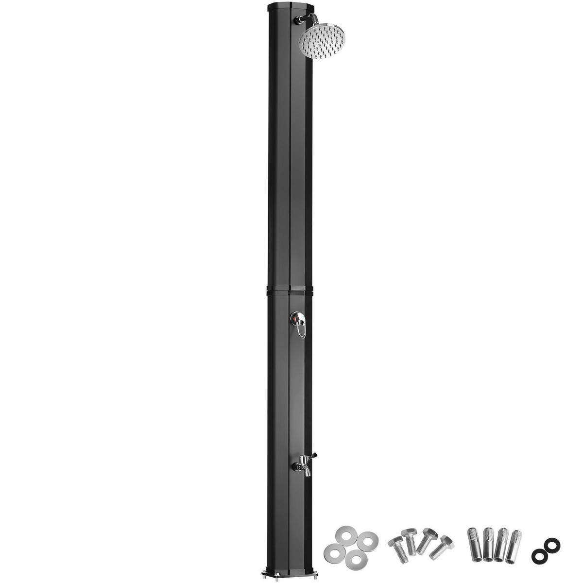 SOLARDUSCHE Ofanto,inklusive Wasserhahn,schwarz - Schwarz, Kunststoff (18/217/44.5cm) - tectake