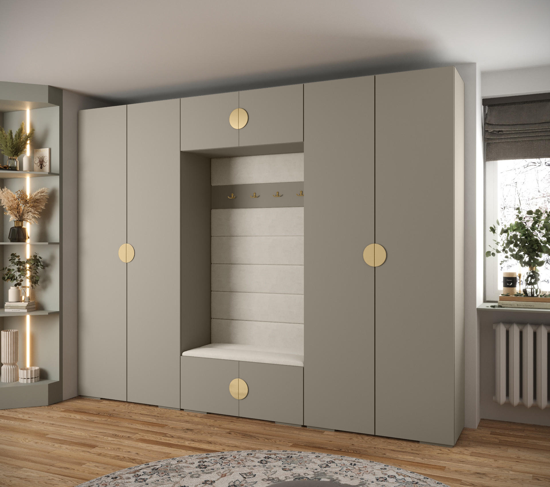 GARDEROBEN-SET 236,7/300/47 - Kaschmir/Goldfarben, Holz/Kunststoff (300/236.7/47cm) - Abiks Möbel